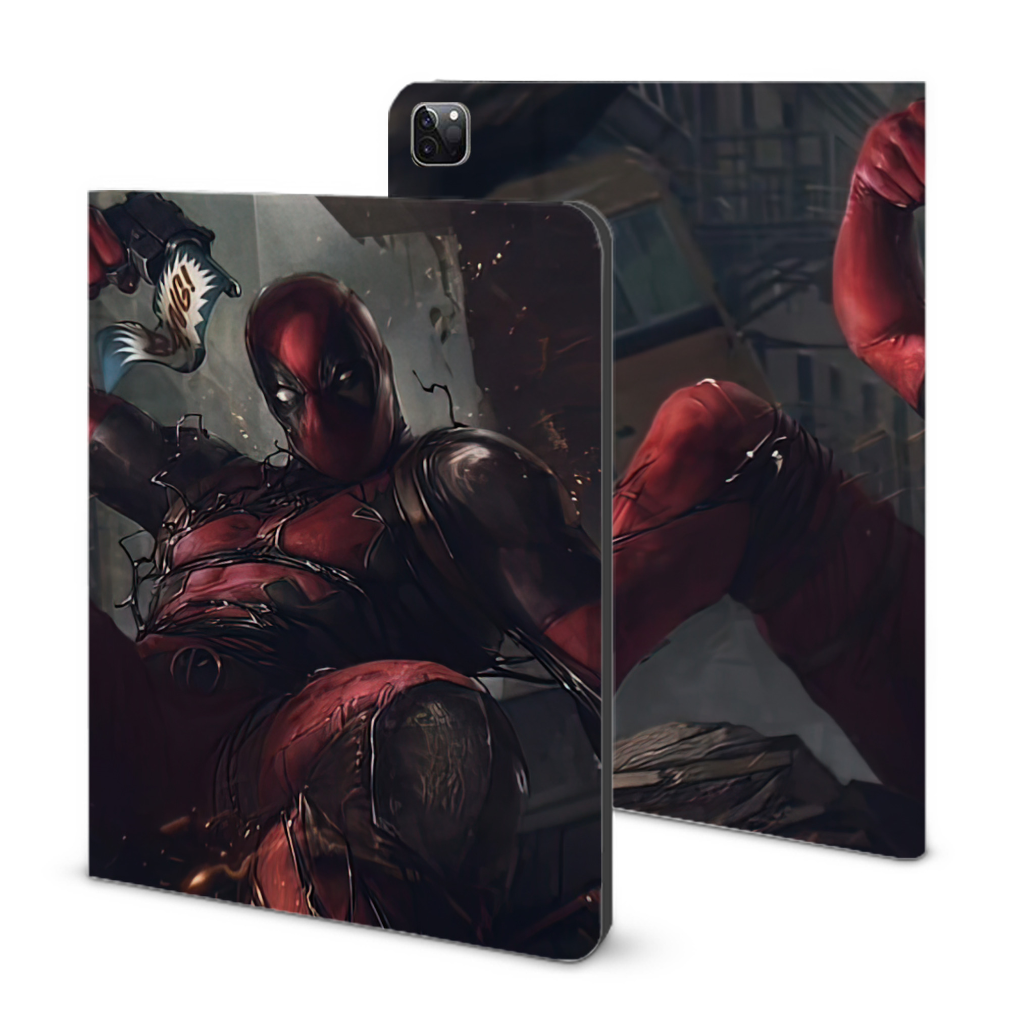 （画像用） Deadpool デッドプール IPad ケース ブック型 PUレザー TPU 耐衝撃 軽量 薄型 ペン収納なし 全面保護 IPad 各モデル対応